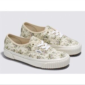Vans Cream Floral Canvas Low-Top Sneakers
